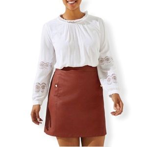 Loft rust brown mini skirt with gold buttons and pockets